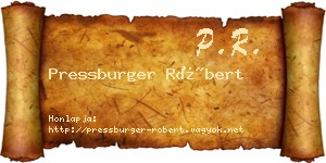 Pressburger Róbert névjegykártya